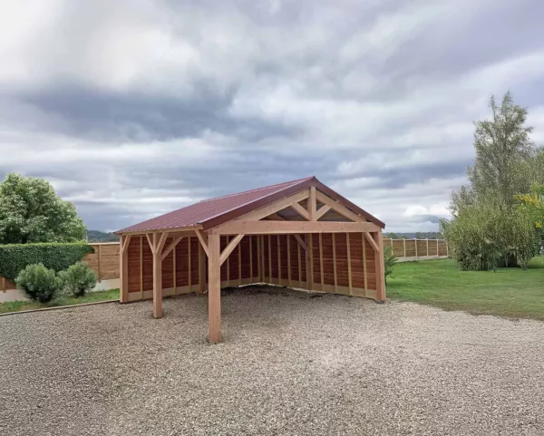 Préau en bois double pente Lenoir Bois